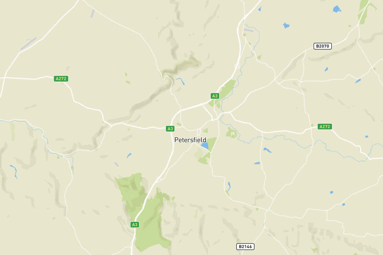 Map showing where Fallows undertake valuations in the Petersfield area including Harting, Means, Liss, Liphook and Clanfield