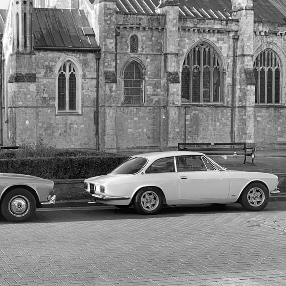 RICS Property Valuations in Chichester - classic goodwood car parked outside chichester cathedral 